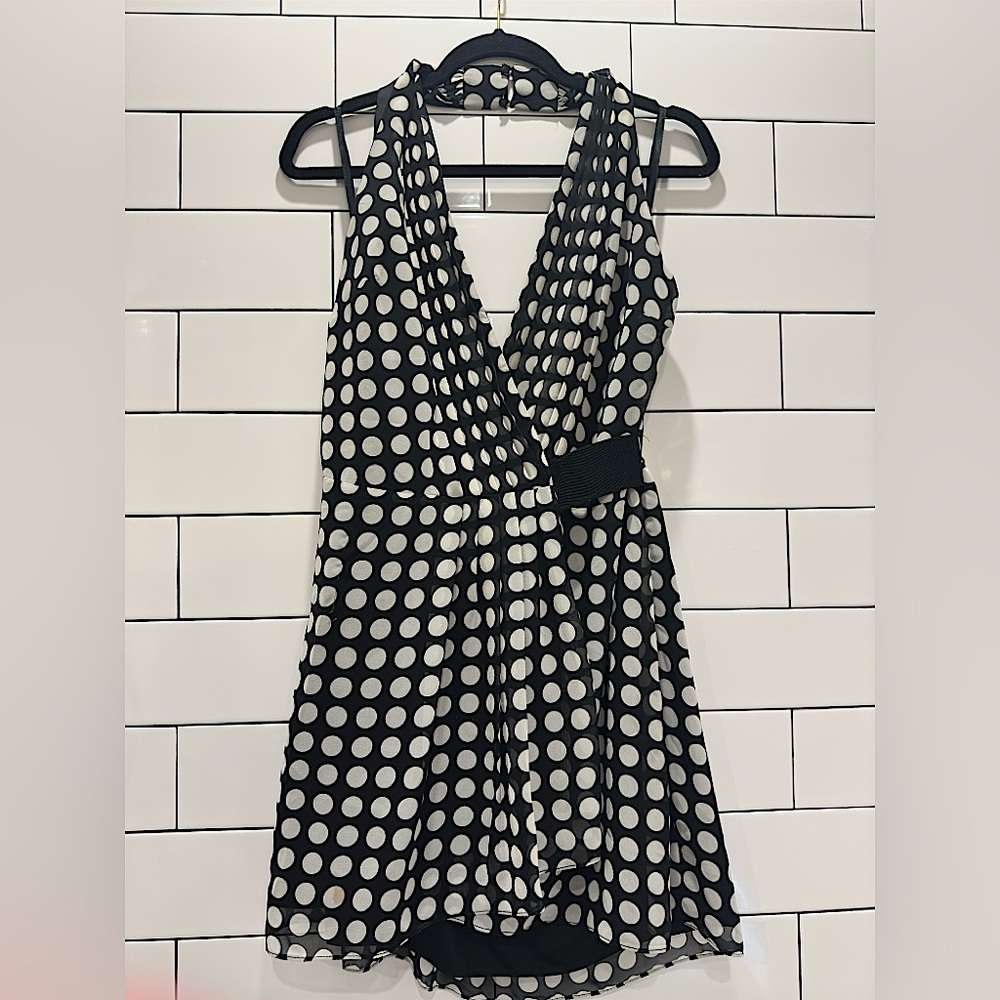 BCBGeneration Polka Dot Halter Mini Dress